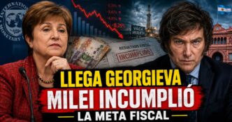 Kristalina Georgieva y Javier Milei ante el incumplimiento de la meta fiscal acordada con el FMI.