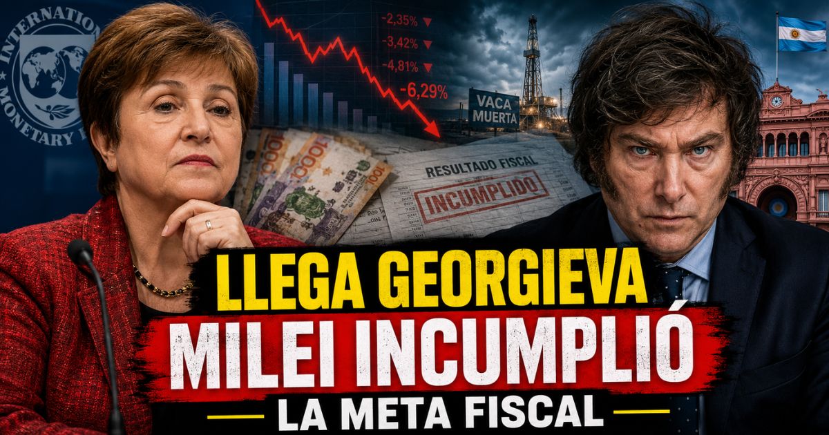 Kristalina Georgieva y Javier Milei ante el incumplimiento de la meta fiscal acordada con el FMI.