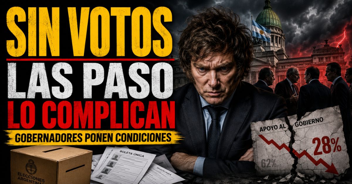 Milei se queda sin votos para eliminar las PASO mientras los gobernadores ponen condiciones al Gobierno.