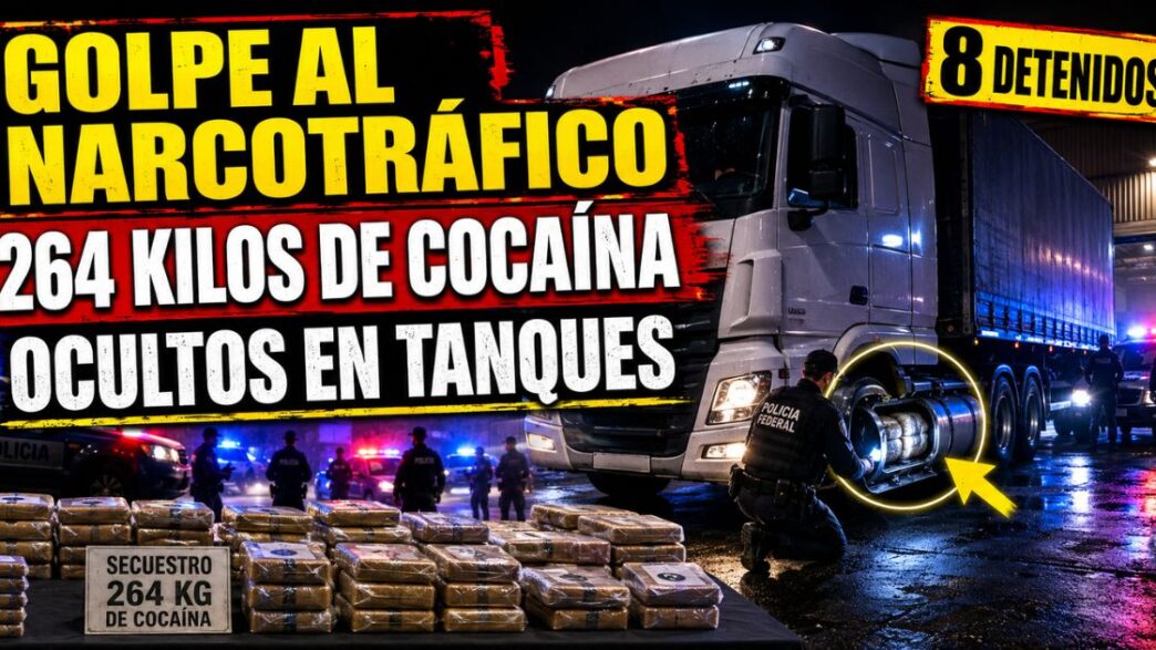 Banda narco con 264 kilos de cocaína ocultos en tanques de combustible de un camión