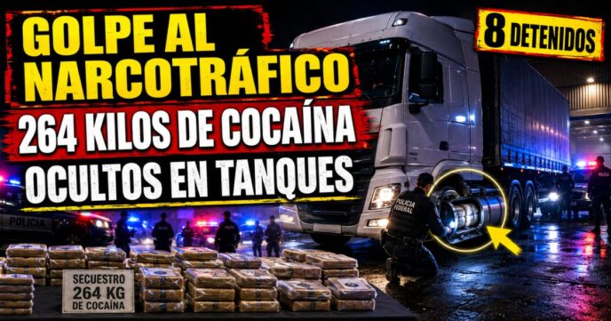Banda narco con 264 kilos de cocaína ocultos en tanques de combustible de un camión