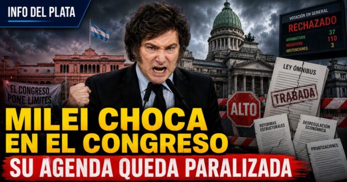 Javier Milei frente al Congreso con su agenda política paralizada por la falta de acuerdos y votos.