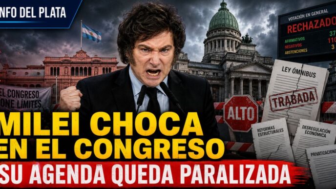 Javier Milei frente al Congreso con su agenda política paralizada por la falta de acuerdos y votos.