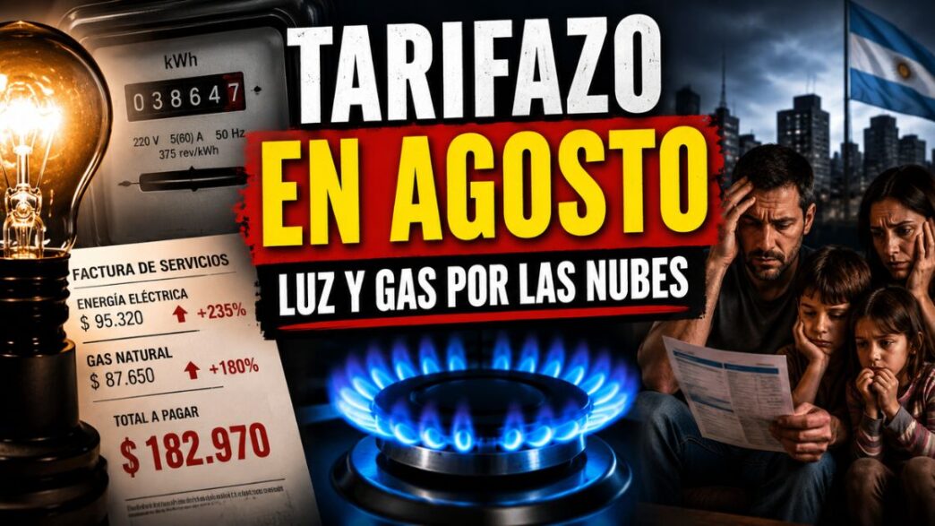 Tarifazo en agosto con aumentos de luz y gas, facturas elevadas y una familia preocupada por el costo de los servicios.