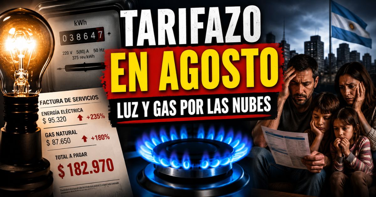 Tarifazo en agosto con aumentos de luz y gas, facturas elevadas y una familia preocupada por el costo de los servicios.