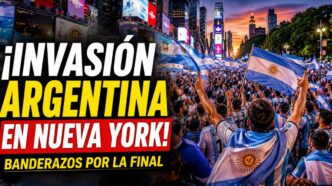 Banderazos argentinos en Nueva York con miles de hinchas alentando a la Selección antes de la final del Mundial 2026.