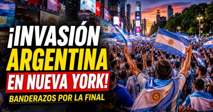 Banderazos argentinos en Nueva York con miles de hinchas alentando a la Selección antes de la final del Mundial 2026.