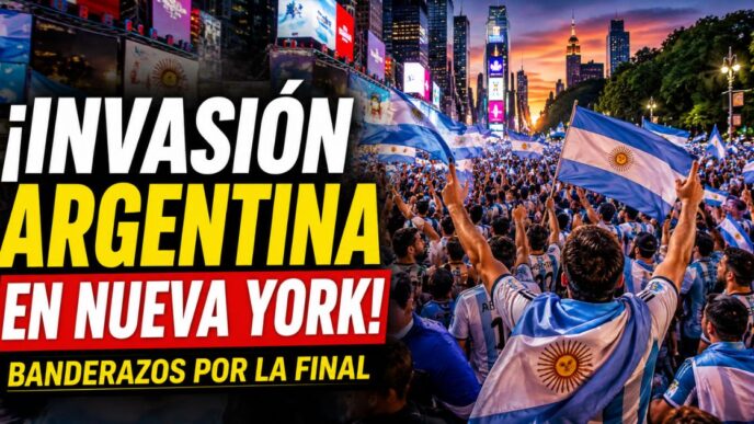 Banderazos argentinos en Nueva York con miles de hinchas alentando a la Selección antes de la final del Mundial 2026.