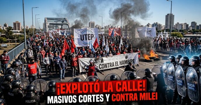 Masivos cortes y piquetes contra Milei en el Puente Pueyrredón y accesos del país