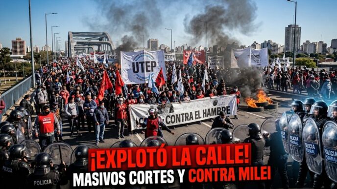 Masivos cortes y piquetes contra Milei en el Puente Pueyrredón y accesos del país