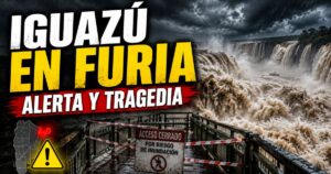 Crecida histórica en Iguazú con las Cataratas desbordadas, alerta amarilla y acceso cerrado por riesgo de inundación.