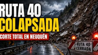 Derrumbe en la Ruta 40 de Neuquén con enormes rocas sobre la calzada y corte total en el tramo de los Siete Lagos.