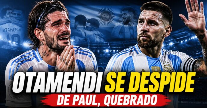 Rodrigo De Paul emocionado despide a Nicolás Otamendi tras su retiro de la Selección Argentina.