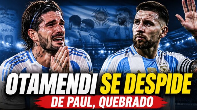Rodrigo De Paul emocionado despide a Nicolás Otamendi tras su retiro de la Selección Argentina.