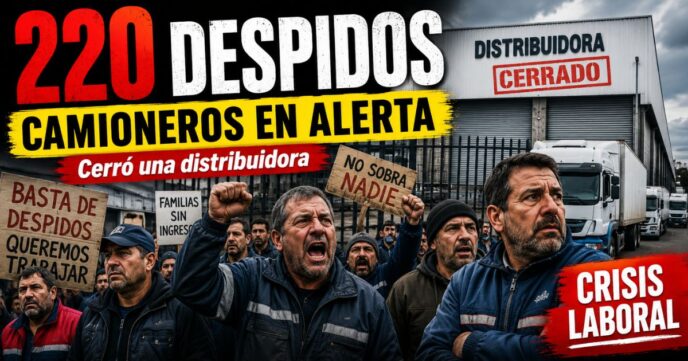 Camioneros en alerta por 220 despidos tras el cierre de una distribuidora, con trabajadores reclamando por salarios, aguinaldos y continuidad laboral.