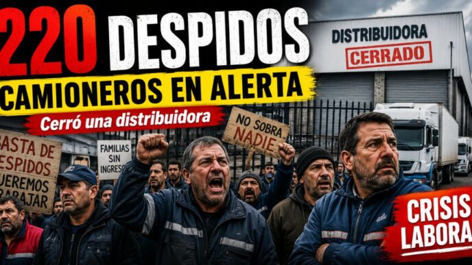 Camioneros en alerta por 220 despidos tras el cierre de una distribuidora, con trabajadores reclamando por salarios, aguinaldos y continuidad laboral.