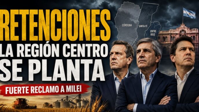 Gobernadores de Córdoba, Santa Fe y Entre Ríos reclaman la eliminación de las retenciones y desafían al gobierno de Javier Milei.
