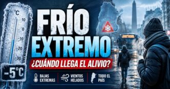 Miniatura de noticia sobre frío extremo en Argentina con termómetro bajo cero, alerta climática y personas abrigadas en una ciudad durante la ola polar.