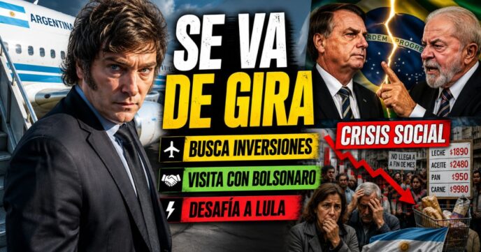 Javier Milei inicia una gira internacional, se acerca a Jair Bolsonaro y desafía a Lula mientras crece la crisis social en Argentina.