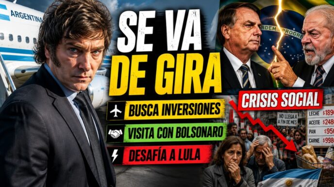 Javier Milei inicia una gira internacional, se acerca a Jair Bolsonaro y desafía a Lula mientras crece la crisis social en Argentina.