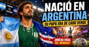 Hincha argentino con raíces en Cabo Verde emociona al Mundial 2026 con las banderas de Argentina y Cabo Verde.