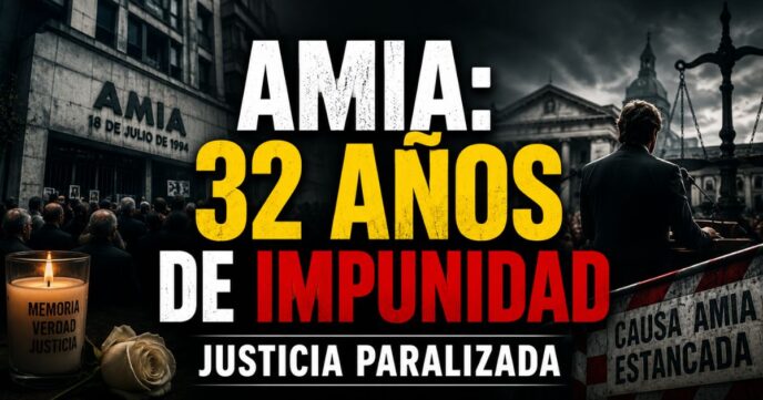AMIA: 32 años de impunidad y Justicia paralizada tras el atentado que dejó 85 víctimas en Argentina.