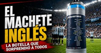 Botella de Jordan Pickford con el machete de penales de Argentina tras el triunfo ante Inglaterra en el Mundial 2026.