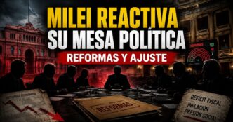 Mesa política de Milei reunida para impulsar reformas, ajuste económico y cambios en el Congreso.