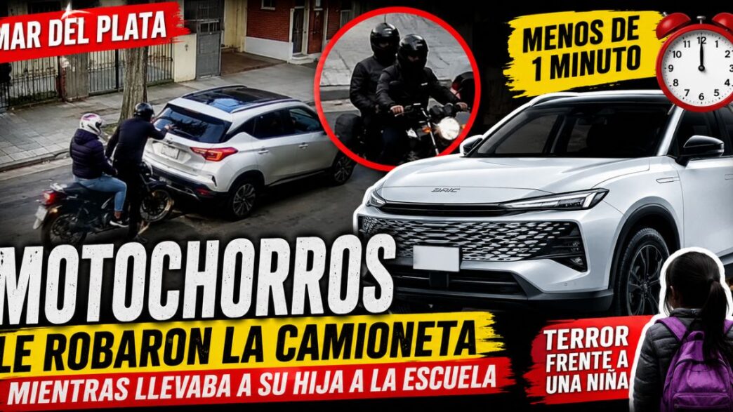 Motochorros en Mar del Plata robaron una camioneta cuando un padre llevaba a su hija a la escuela.