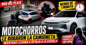 Motochorros en Mar del Plata robaron una camioneta cuando un padre llevaba a su hija a la escuela.