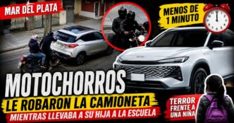 Motochorros en Mar del Plata robaron una camioneta cuando un padre llevaba a su hija a la escuela.
