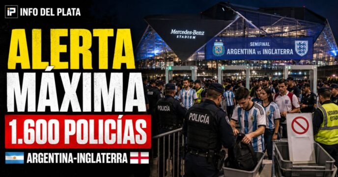 Operativo de seguridad Argentina-Inglaterra con 1.600 policías en los accesos al estadio de Atlanta.