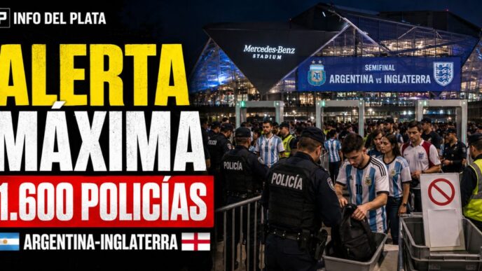Operativo de seguridad Argentina-Inglaterra con 1.600 policías en los accesos al estadio de Atlanta.
