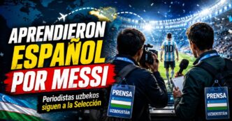 Miniatura viral sobre periodistas de Uzbekistán que aprendieron español por Messi y siguen a la Selección Argentina en el Mundial 2026.