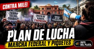 Plan de lucha contra Milei con movimientos sociales, marcha federal y piquetes frente a la Casa Rosada.