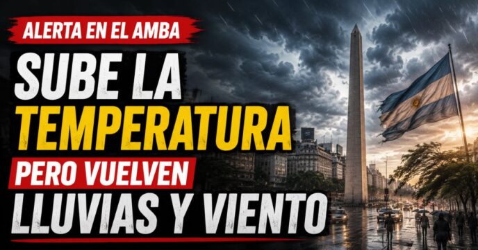 Alerta meteorológica en el AMBA por aumento de temperatura, regreso de lluvias y fuertes ráfagas de viento.