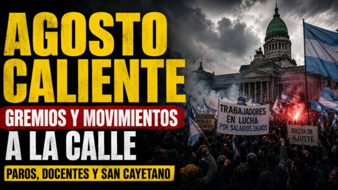 Agosto caliente: gremios, docentes y movimientos sociales marchan contra el ajuste de Milei frente al Congreso.
