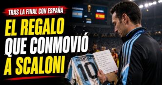 Lionel Scaloni recibe una camiseta histórica y una carta tras la final entre Argentina y España.