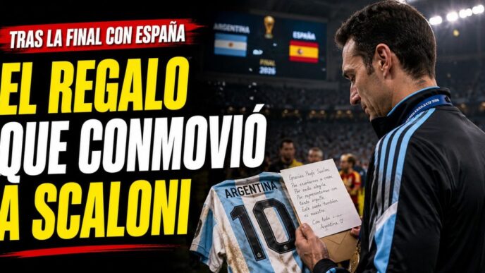 Lionel Scaloni recibe una camiseta histórica y una carta tras la final entre Argentina y España.