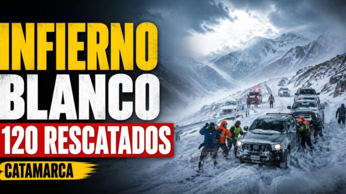 Rescate en Catamarca durante una tormenta de nieve con vehículos atrapados y 120 personas asistidas en la alta montaña.