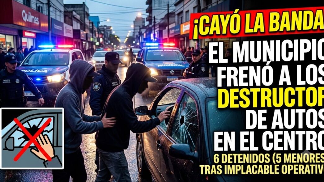 Patrullero municipal y operativo policial para frenar el robo de autos en Quilmes.