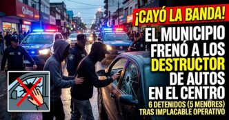Patrullero municipal y operativo policial para frenar el robo de autos en Quilmes.