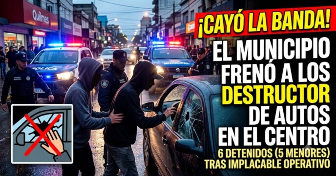 Patrullero municipal y operativo policial para frenar el robo de autos en Quilmes.