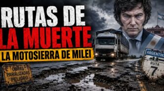 Rutas nacionales destruidas por el ajuste de Milei, con pozos, un camión y obras paralizadas en Argentina