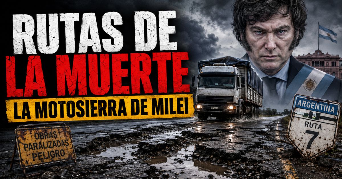 Rutas nacionales destruidas por el ajuste de Milei, con pozos, un camión y obras paralizadas en Argentina