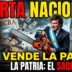 Miniatura de noticia viral que personifica el "saqueo de Milei" contra la Nación. El presidente Javier Milei con banda presidencial y motosierra naranja destruye agresivamente un pilar labeled BCRA encadenado. El candado del Banco Central se rompe. Vuelan billetes de dinero, y documentos con palabras clave "IMPUNIDAD" y "TIERRAS NACIONALES" frente a un Congreso oscuro y manifestantes con pancartas de "FUERA MILEI" y "NO AL SAQUEO". Texto superpuesto: "¡ALERTA NACIONAL! MILEI VENDE LA PATRIA: EL SAQUEO FINAL".
