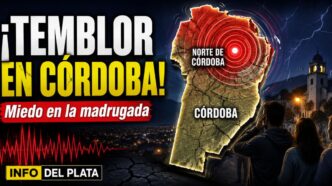 Miniatura de noticia sobre el sismo en Córdoba, con mapa de la provincia, epicentro en el norte cordobés, ondas sísmicas, alerta roja y vecinos preocupados durante la madrugada.