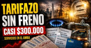 Tarifazo en el AMBA con facturas de luz, gas, agua y transporte que rozan los $300.000 mensuales.