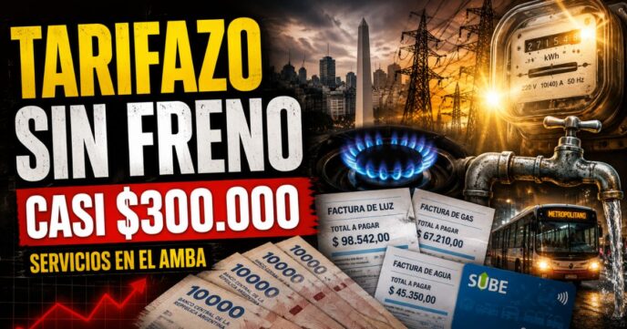 Tarifazo en el AMBA con facturas de luz, gas, agua y transporte que rozan los $300.000 mensuales.