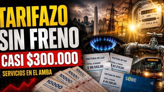 Tarifazo en el AMBA con facturas de luz, gas, agua y transporte que rozan los $300.000 mensuales.